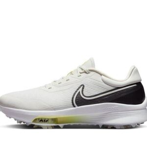Nike Men's White and Black Sneakers with Yellow Accents